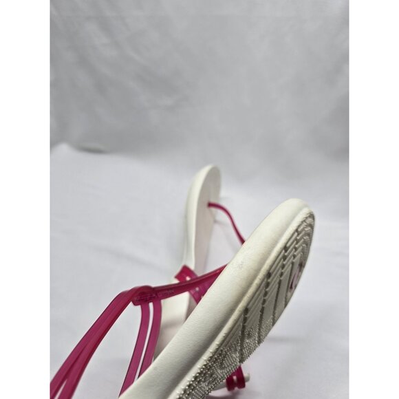 Crocs Isabella White And Pink T-Strap Iconic Comfort Sandal Size 6 Women's - Picture 8 of 16